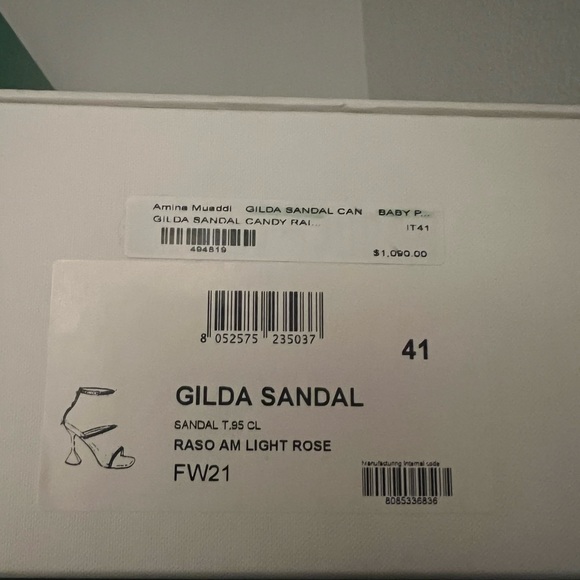 🆕 Amina Muaddi Pink Gilda Slipper Heeled Sandals - Picture 6 of 6